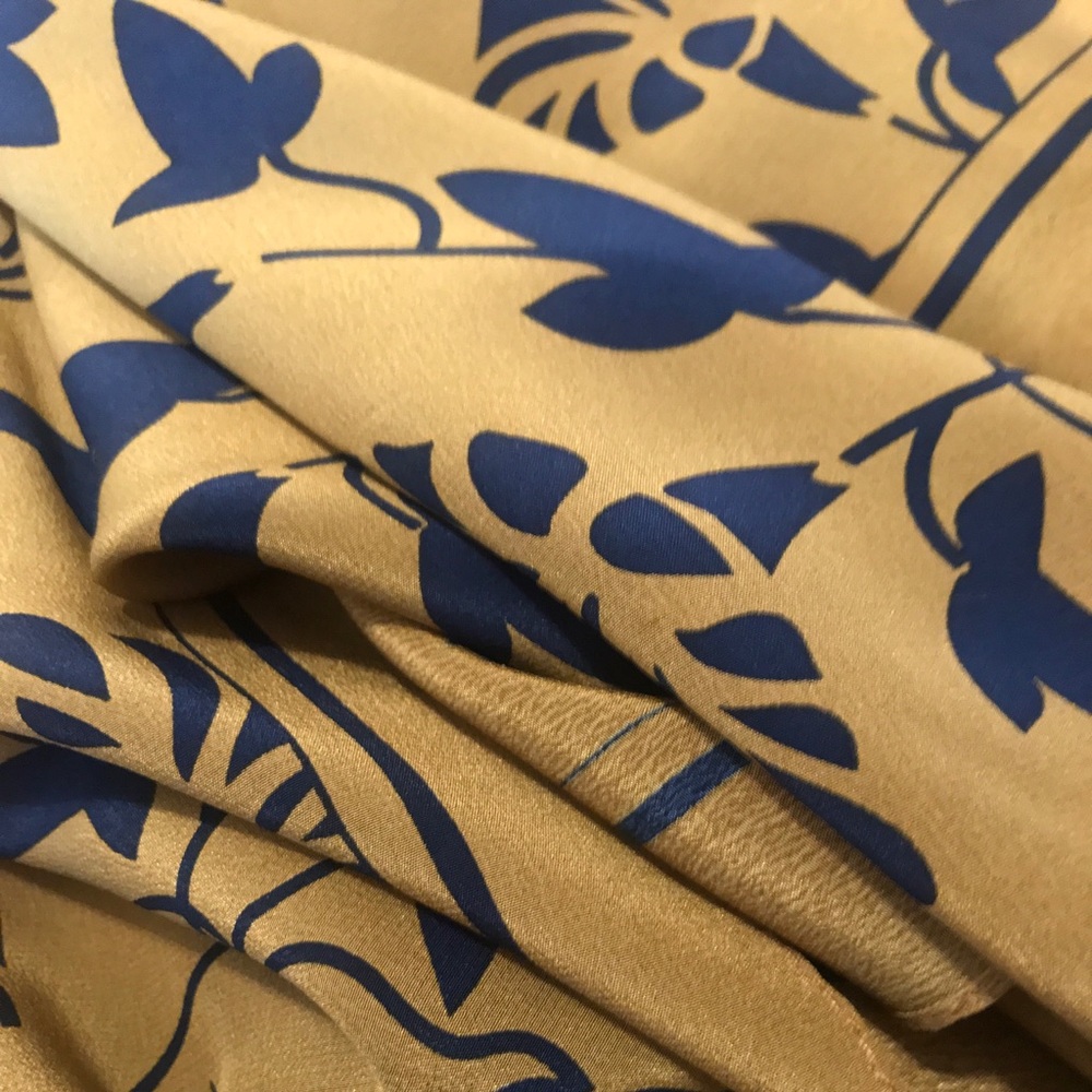 Bronze Navy Silk Rectangle Scarf, like new